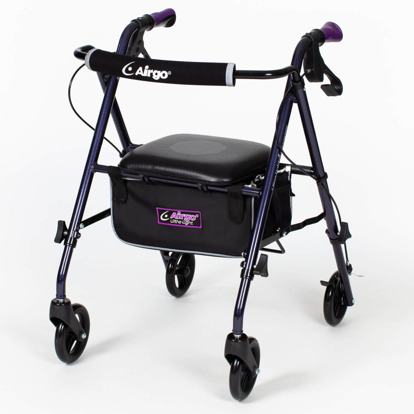 Ultra Light Mobility Rollator Wheelie Walker Eggplant Airgo