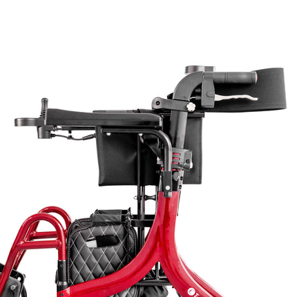 3 In 1 EVO E-Traveller Hybrid Multi Tasker Rollator Walker Electric Wheelchair - Red