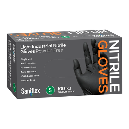 Saniflex Light Industrial Black Nitrile Gloves 100 Pack