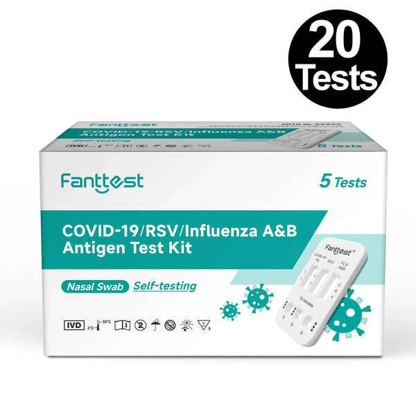 Fanttest 4 in 1 Covid/RSV/Influenza A&B Rapid Antigen Test Rats Nasal - (20 Pack)