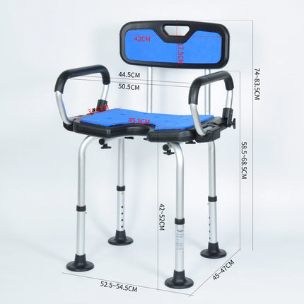 Shower Chair With Padded Soft Seat & Backrest - Black