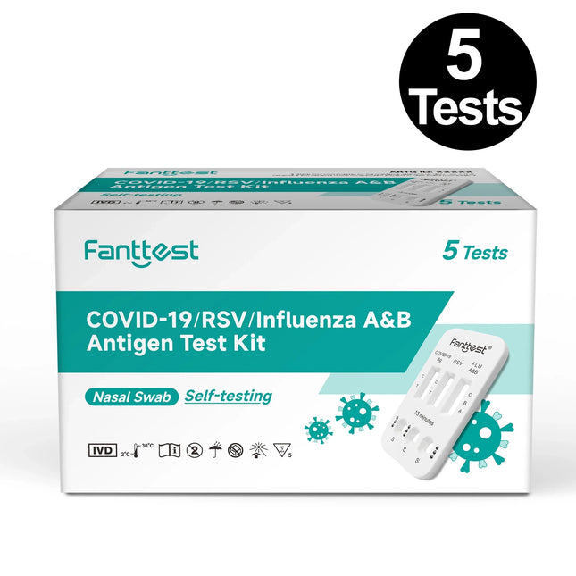 Fanttest 4 in 1 Covid/RSV/Influenza A&B Rapid Antigen Test Rats Nasal - (5 Pack)