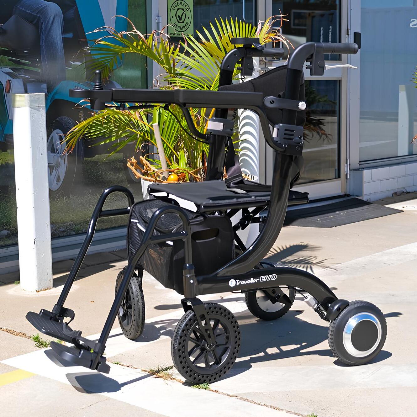 3 In 1 EVO Elite E-Traveller Hybrid Multi Tasker Rollator Walker Electric Wheelchair - Black