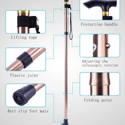 Easy To Collapse Walking Cane Stick - 5 Colours