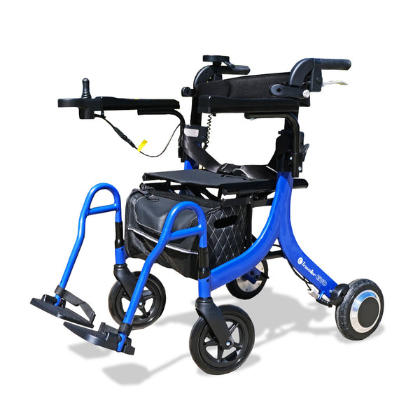 3 In 1 EVO E-Traveller Hybrid Multi Tasker Rollator Walker Electric Wheelchair - Blue
