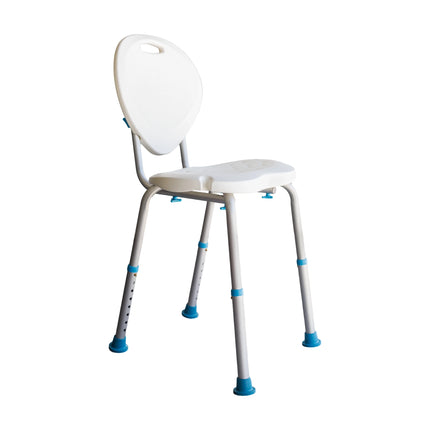 Ergonomic Adjustable Shower Chair Bath Stool Seat - With Back Rest