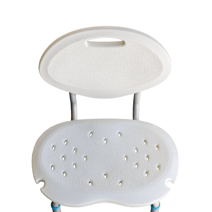 Ergonomic Adjustable Shower Chair Bath Stool Seat - With Back Rest