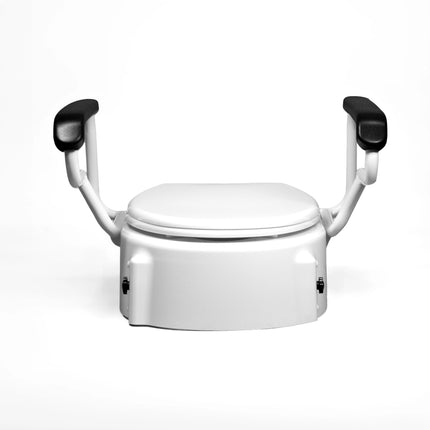 Adjustable Raised Booster Toilet Seat with Handles Armrests - 3 Heights