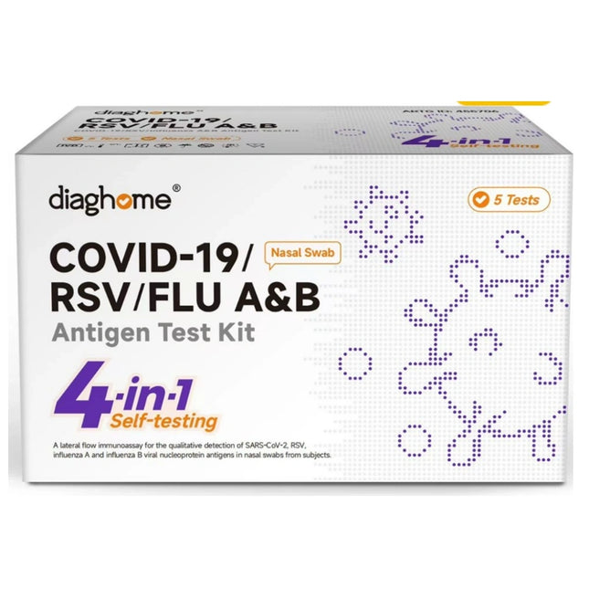 Diaghome 4 in 1, RSV, Influenza A&B, Covid Nasal Rapid Antigen Test Rats - AUG 2026