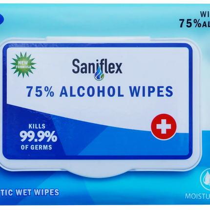 Saniflex 75% Alcohol Sanitary Wipes - 50 pack (Bulk x50 packets)