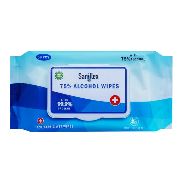 Saniflex 75% Alcohol Sanitary Wipes - 50 pack (Bulk x50 packets)